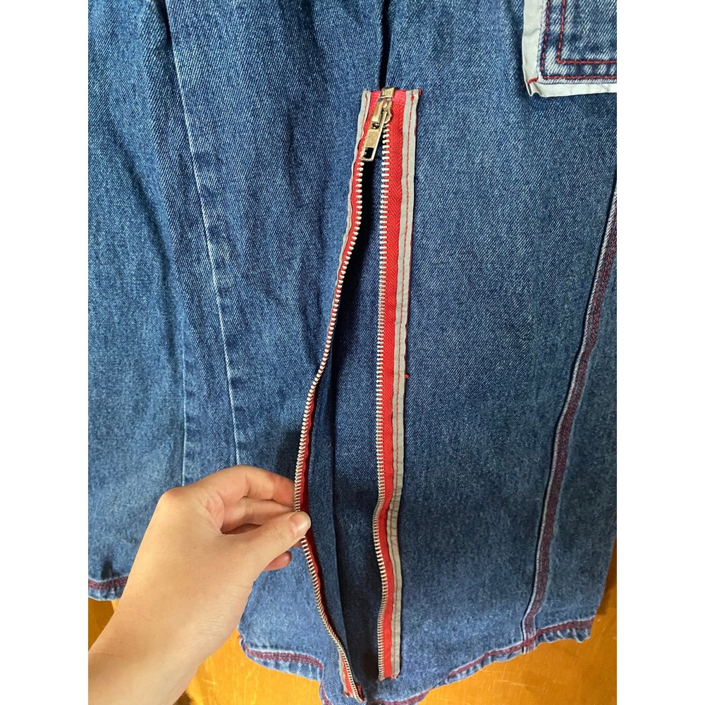 Vintage Y2K Macgirl Wide Leg Blue Contrast Stitching Jeans 3 Egirl Baggy Grunge - Picture 3 of 8